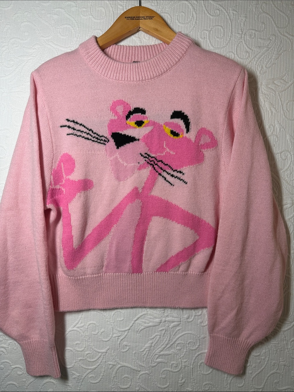 H&M Pink Pink Panther Crewneck Sweater. Small